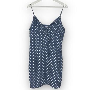 Paper Crane Polka Dot Bodycon Mini Dress Blue White Pin-Up Retro Women's Large